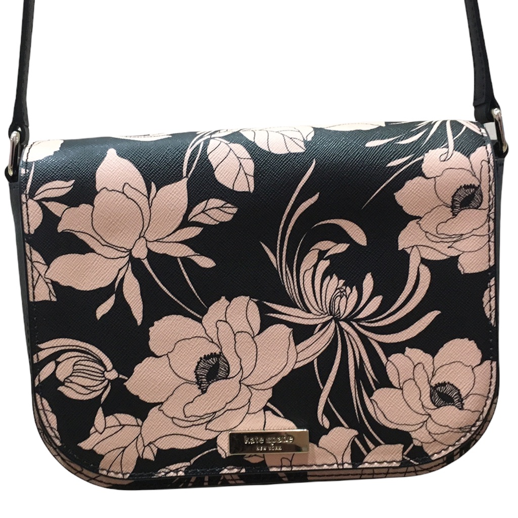 Kate Spade Black Crossbody With Blush Floral Print